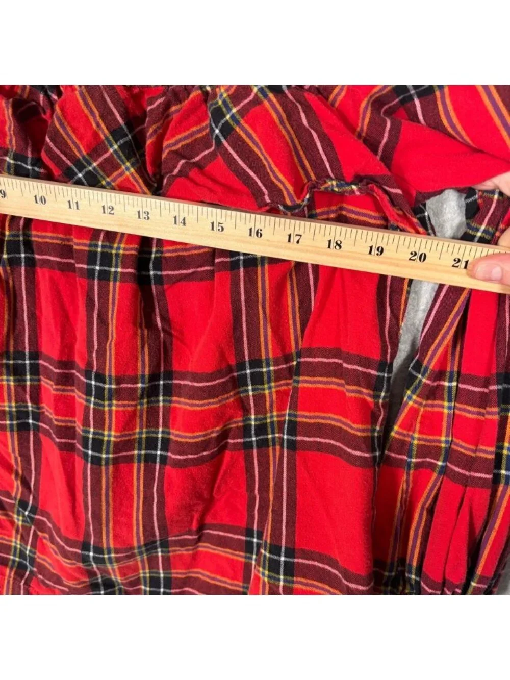 J Crew Tartan Plaid Flannel Ruffle Blouse Small Red Popover Festive Twee Country